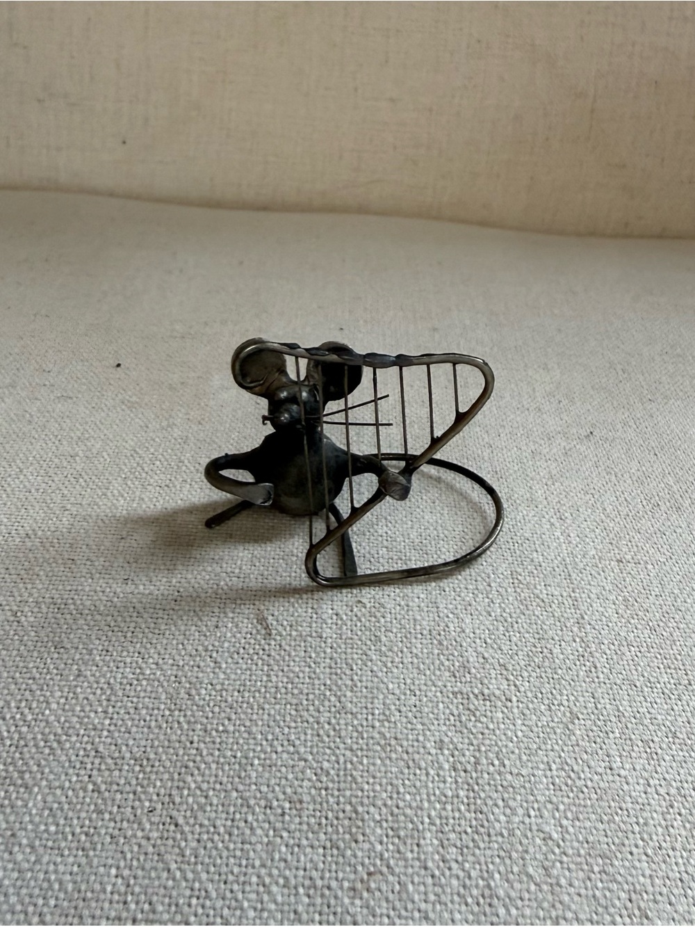 Vintage Pewter Mouse in Mousetrap Miniature Figurine Metal 2” Collectible